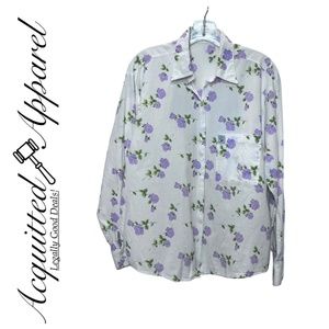 Nafta Line Paris Button Up Blouse Lavender Flowers